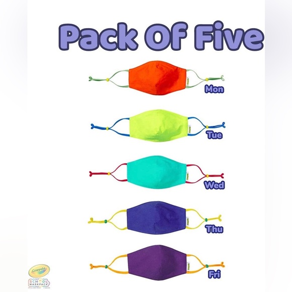 Crayola Kids Mask - 2 packs with 5 Reusable Cloth Masks (Total 10 Masks) - Picture 1 of 4